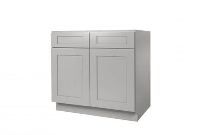 Gray Shaker 33″ – 36″ Base Cabinet – Double Door / Double Drawer