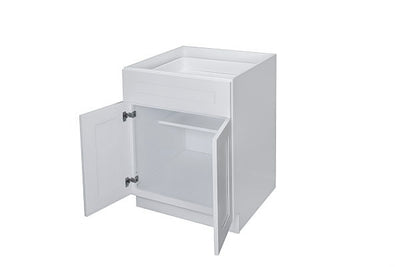 White Shaker 24″ – 30″ Base Cabinet – Double Door / Single Drawer