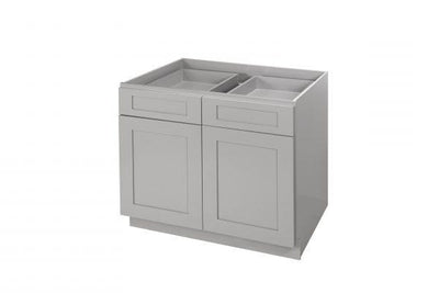 Gray Shaker 33″ – 36″ Base Cabinet – Double Door / Double Drawer