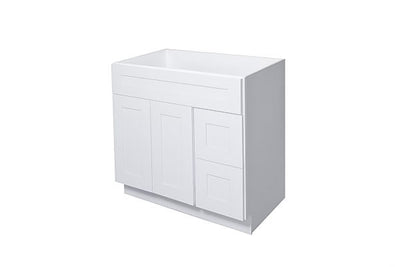 White Shaker 36″ Vanity Cabinet with Drawers L/R