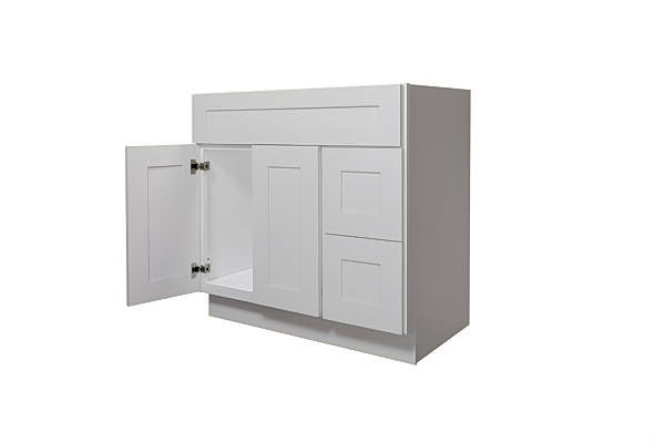 Gray Shaker 36″ Vanity Cabinet with Drawers L/R