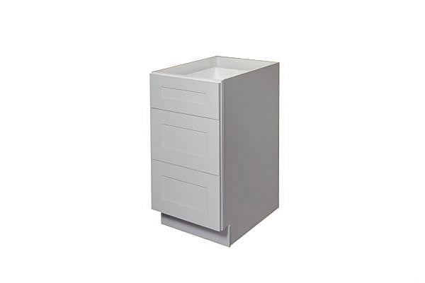 Gray Shaker 12″ – 30″ Three Drawer Base Cabinet