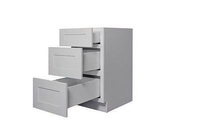 Gray Shaker 12″ – 30″ Three Drawer Base Cabinet