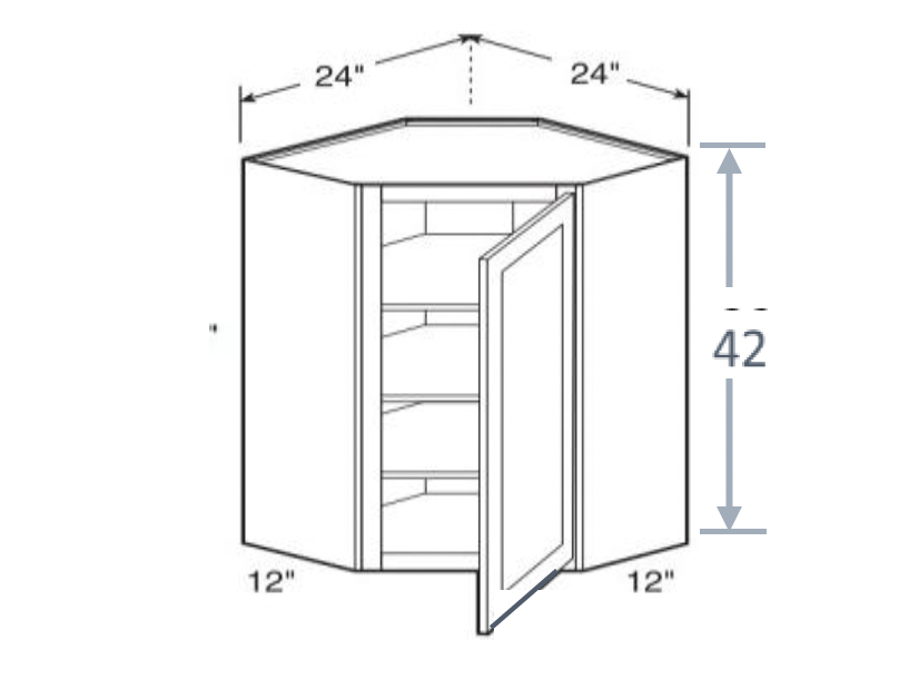 Gray Shaker 24″ Wall Diagonal Corner Cabinet