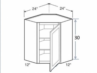 Gray Shaker 24″ Wall Diagonal Corner Cabinet