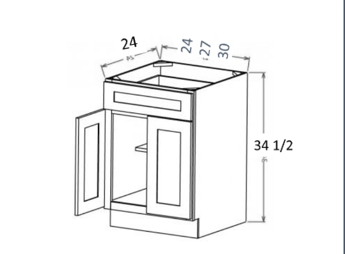 White Shaker 24″ – 36″ Vanity Sink Cabinet