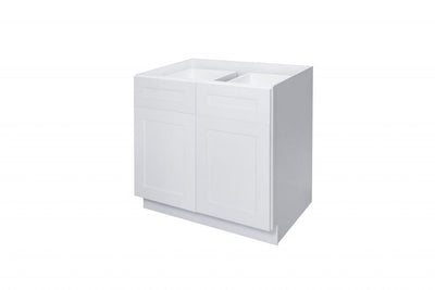 White Shaker 33″ – 36″ Base Cabinet – Double Door / Double Drawer