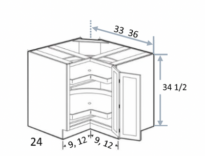 White Shaker 33″ – 36″ Lazy Susan Corner Base Cabinet